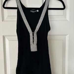 Dolce & Gabbana Black Tank Top with Silver Accents
